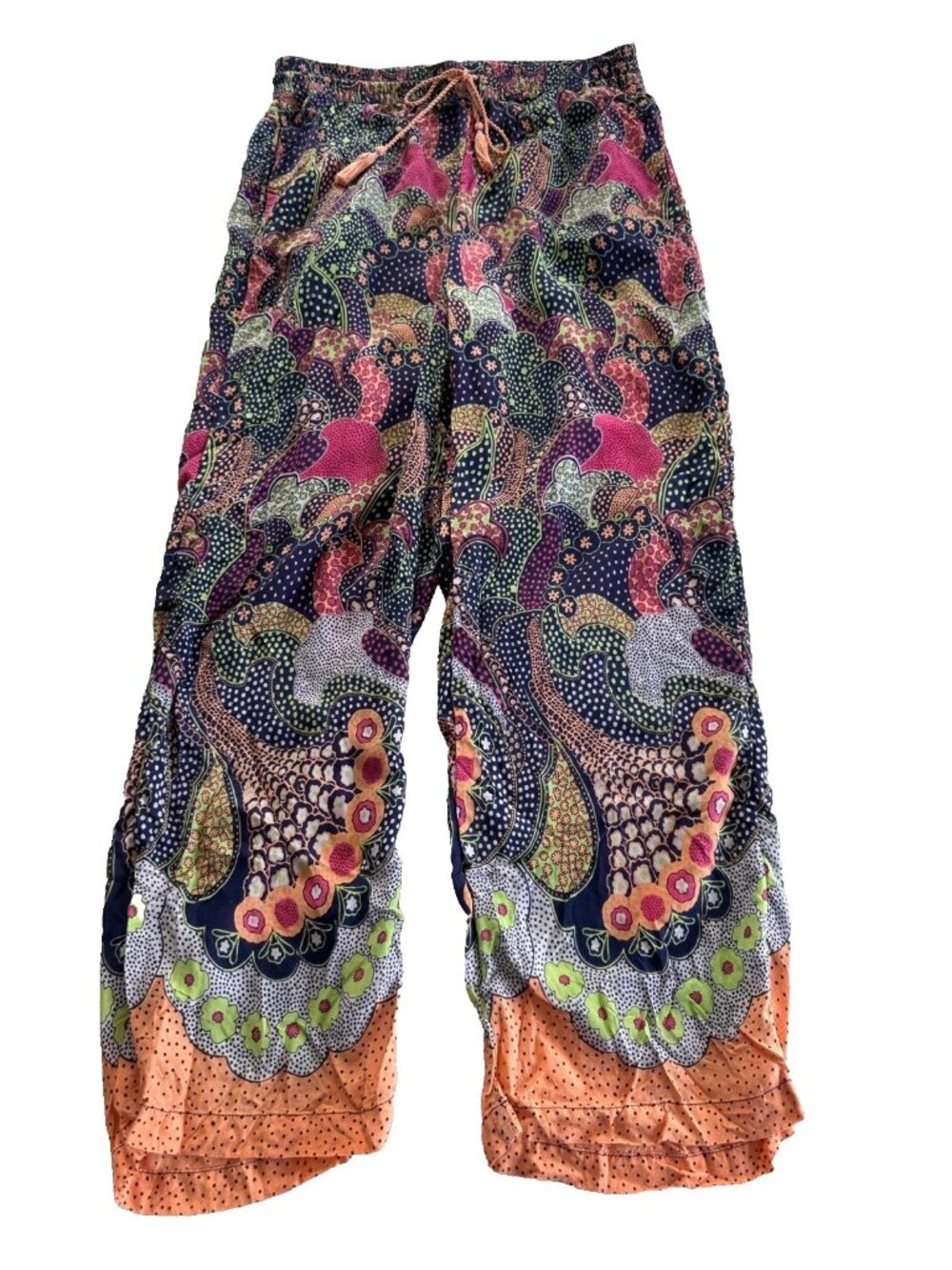 Anthropologie XS Paisley Printed Colorful Pajama Pants Pockets Lounge Boho